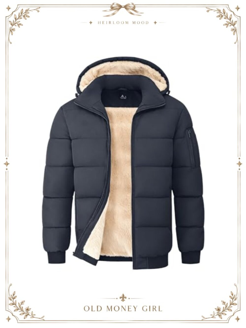 Mens Winter Puffer Jacket Quilted Down Alternative Hooded Windproof Coat